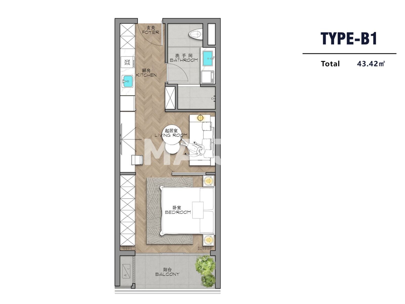 Mieszkanie 2 pokoi 41 m² Choeng Thale, Tajlandia
